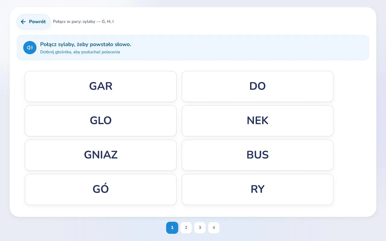 Połącz w pary — G, H, I