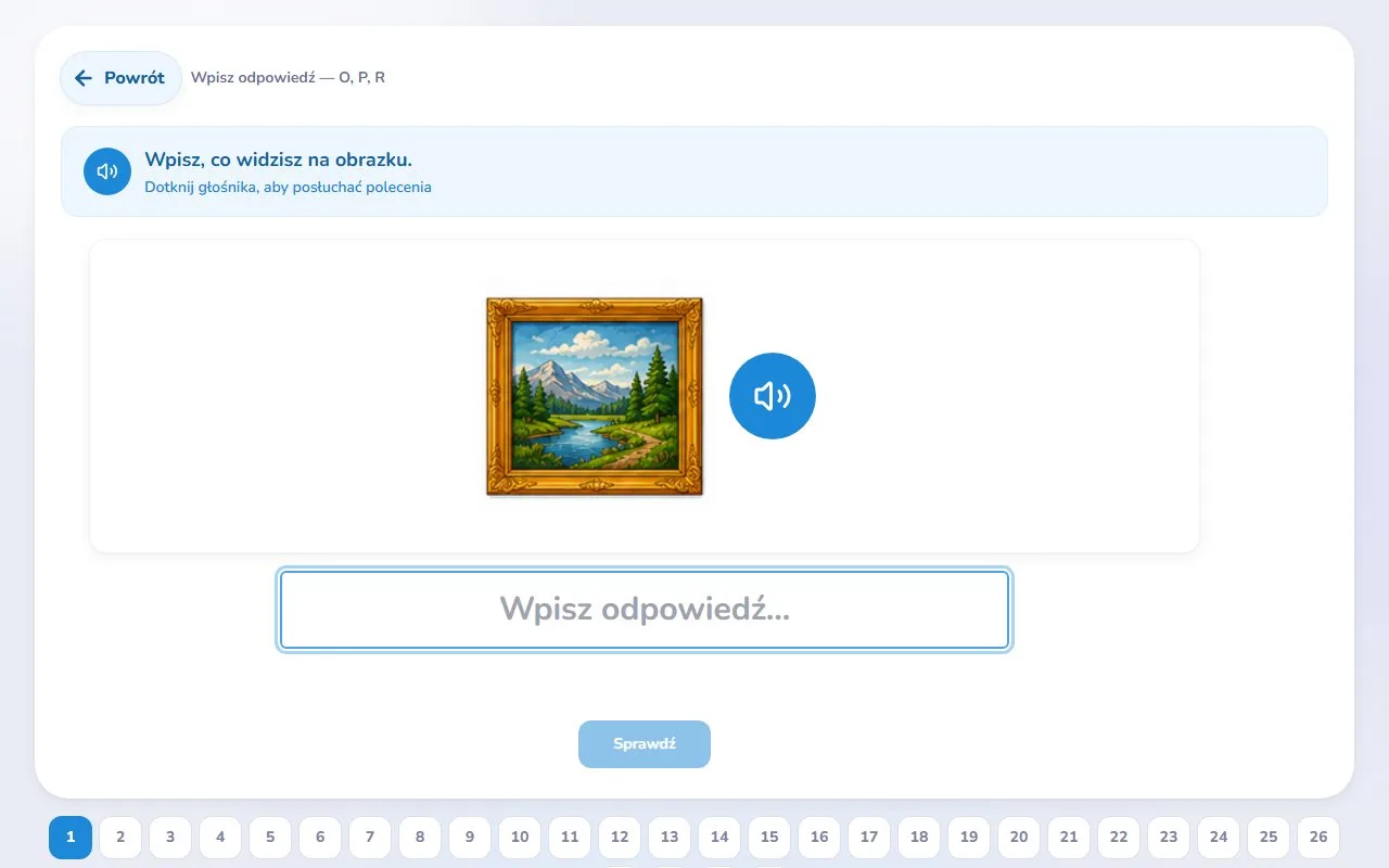 Wpisz odpowiedź — O, P, R