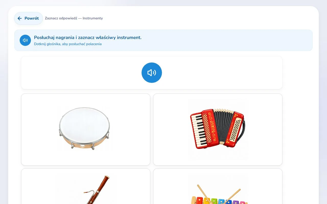 Zaznacz odpowiedź — Instrumenty