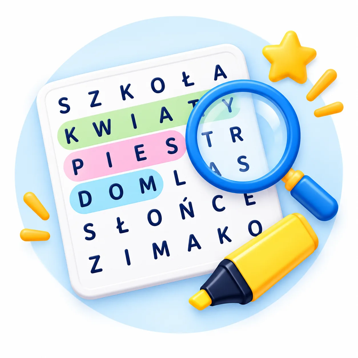 Koncentracja- interaktywne wykreślanki