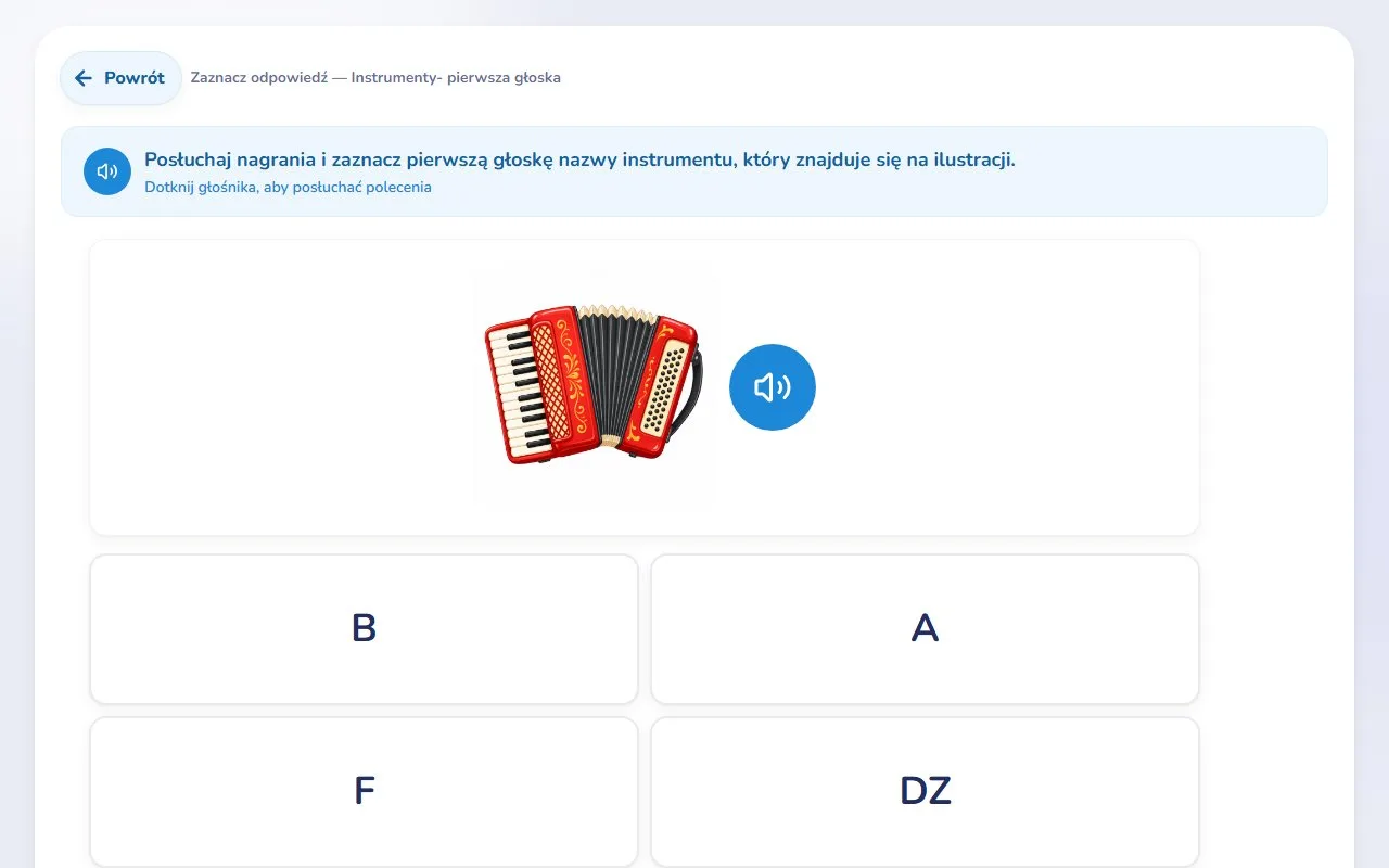Zaznacz odpowiedź — Instrumenty